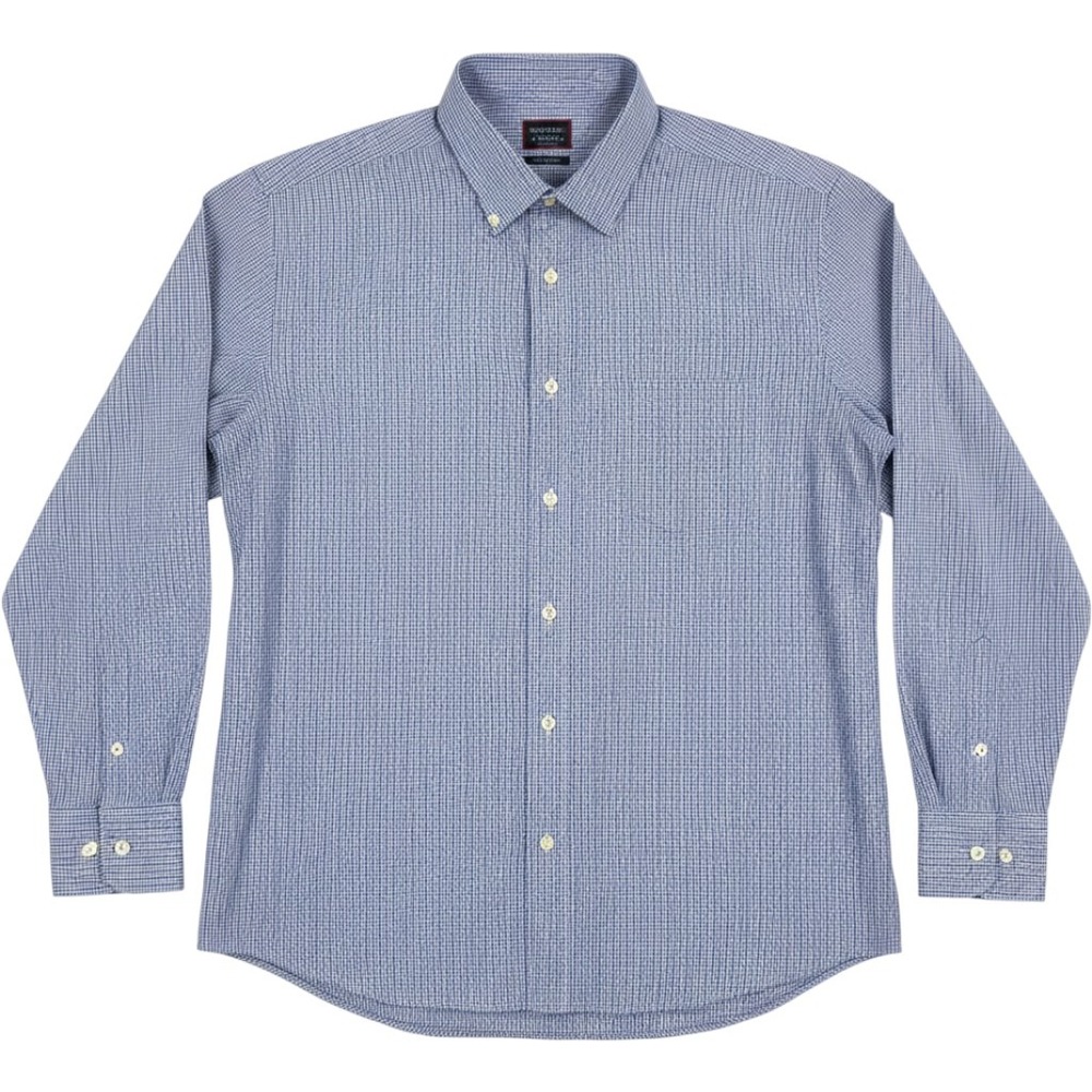 UNTUCKit Mens XXL Blue Gingham Performance Stretch Button Down Shirt